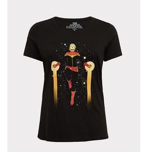 Torrid Black Slim Fit Captain Marvel Tee